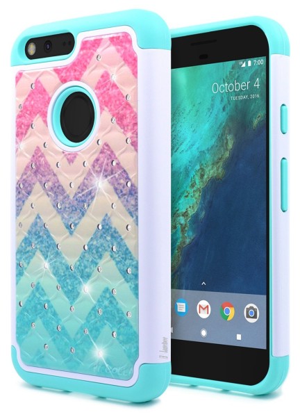 Google Pixel Hybrid Studded Rhinestone Colorful Wave