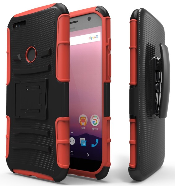 Google Pixel XL Holster Combo with Belt Clip – Red